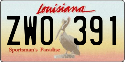 LA license plate ZWO391