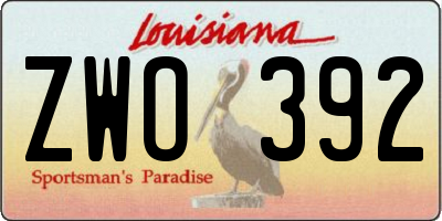 LA license plate ZWO392