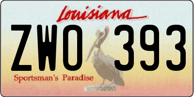 LA license plate ZWO393