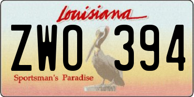 LA license plate ZWO394