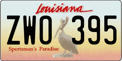 LA license plate ZWO395