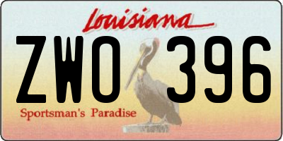 LA license plate ZWO396