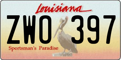 LA license plate ZWO397