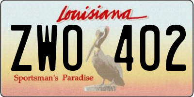 LA license plate ZWO402