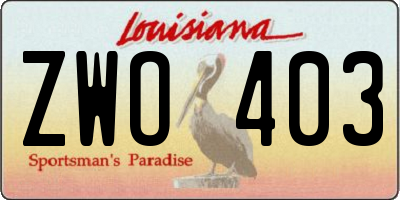 LA license plate ZWO403