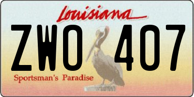 LA license plate ZWO407