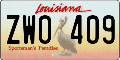 LA license plate ZWO409