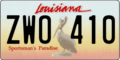 LA license plate ZWO410