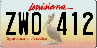 LA license plate ZWO412