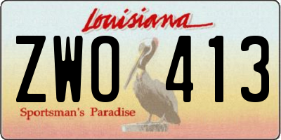 LA license plate ZWO413