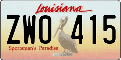 LA license plate ZWO415