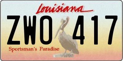 LA license plate ZWO417