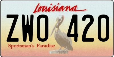 LA license plate ZWO420