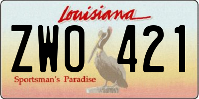 LA license plate ZWO421