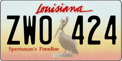 LA license plate ZWO424