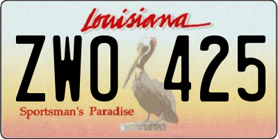 LA license plate ZWO425