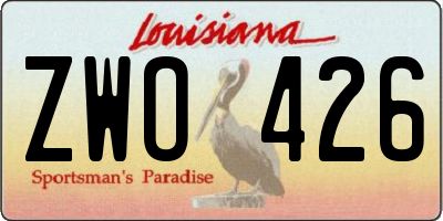 LA license plate ZWO426