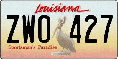 LA license plate ZWO427