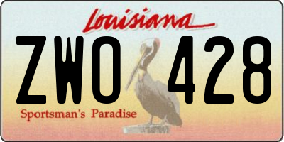 LA license plate ZWO428