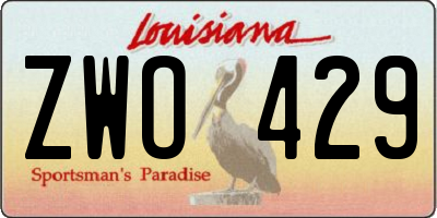 LA license plate ZWO429