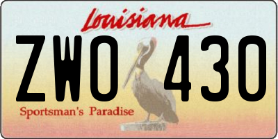 LA license plate ZWO430