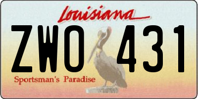 LA license plate ZWO431