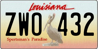 LA license plate ZWO432