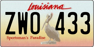 LA license plate ZWO433