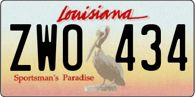 LA license plate ZWO434