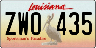 LA license plate ZWO435