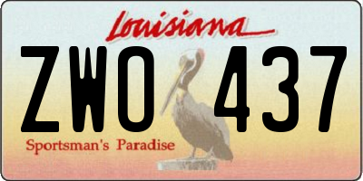 LA license plate ZWO437