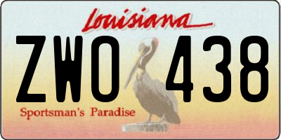 LA license plate ZWO438