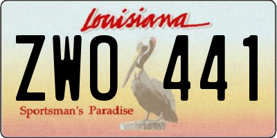 LA license plate ZWO441