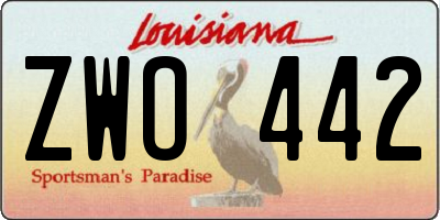 LA license plate ZWO442