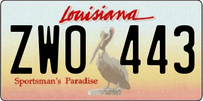 LA license plate ZWO443