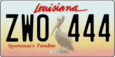 LA license plate ZWO444