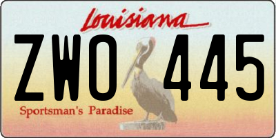 LA license plate ZWO445