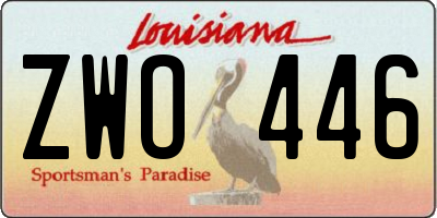 LA license plate ZWO446