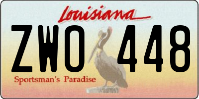 LA license plate ZWO448