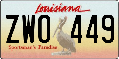 LA license plate ZWO449