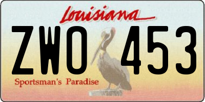 LA license plate ZWO453