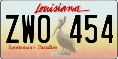 LA license plate ZWO454