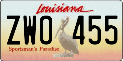 LA license plate ZWO455