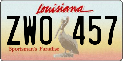 LA license plate ZWO457