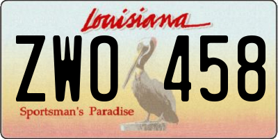 LA license plate ZWO458