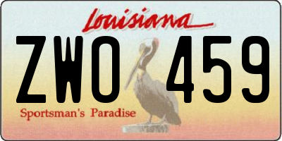 LA license plate ZWO459