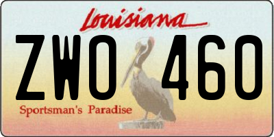 LA license plate ZWO460