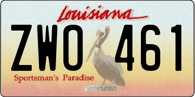 LA license plate ZWO461