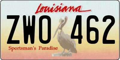 LA license plate ZWO462