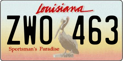 LA license plate ZWO463